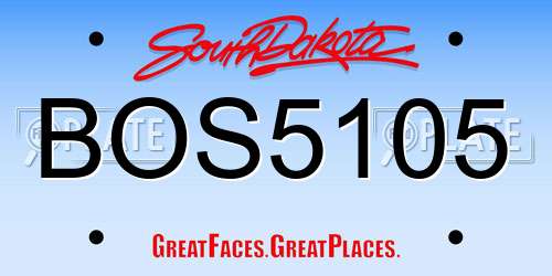 BOS5105 South Dakota License Plate