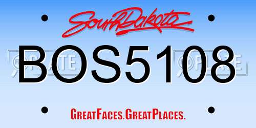 BOS5108 South Dakota License Plate