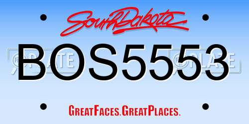 BOS5553 South Dakota License Plate