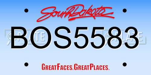 BOS5583 South Dakota License Plate