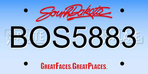 BOS5883 South Dakota License Plate