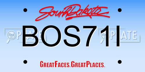 BOS71I South Dakota License Plate