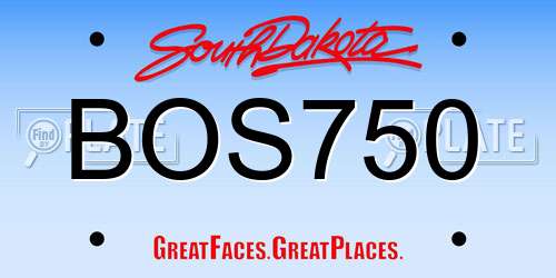 BOS750 South Dakota License Plate