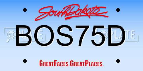 BOS75D South Dakota License Plate