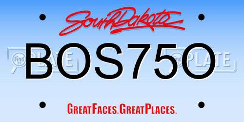 BOS75O South Dakota License Plate