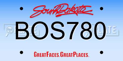 BOS780 South Dakota License Plate