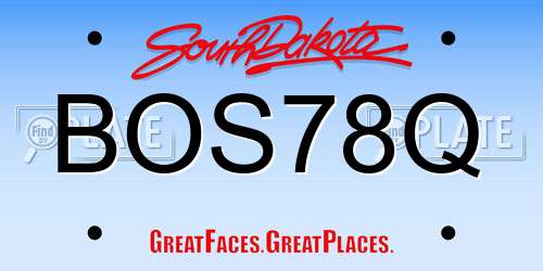 BOS78Q South Dakota License Plate
