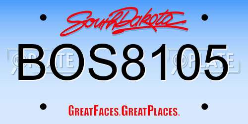 BOS8105 South Dakota License Plate