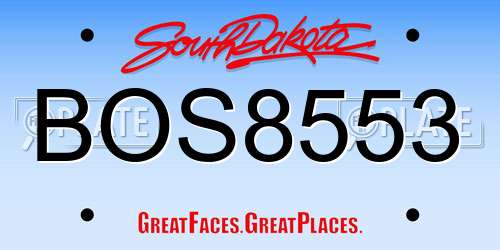 BOS8553 South Dakota License Plate