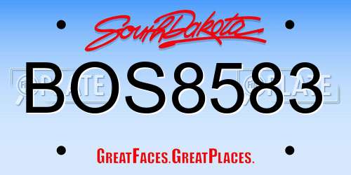 BOS8583 South Dakota License Plate