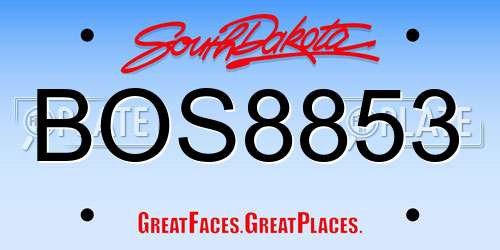 BOS8853 South Dakota License Plate
