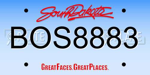 BOS8883 South Dakota License Plate