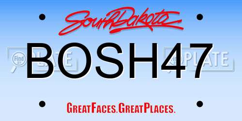 BOSH47 South Dakota License Plate
