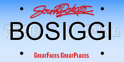 BOSIGGI South Dakota License Plate