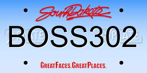 BOSS302 South Dakota License Plate