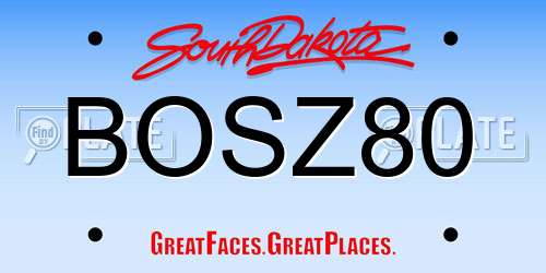 BOSZ80 South Dakota License Plate