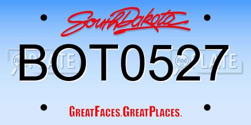 BOT0527 South Dakota License Plate