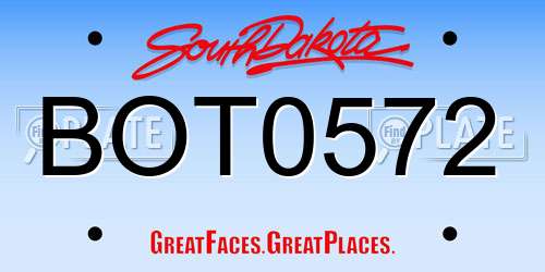 BOT0572 South Dakota License Plate