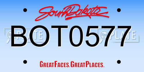 BOT0577 South Dakota License Plate