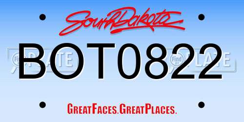 BOT0822 South Dakota License Plate