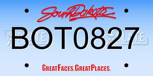BOT0827 South Dakota License Plate