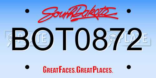 BOT0872 South Dakota License Plate