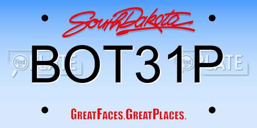 BOT31P South Dakota License Plate