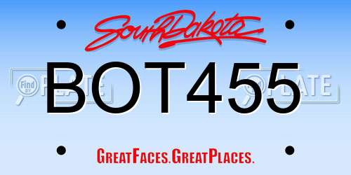 BOT455 South Dakota License Plate