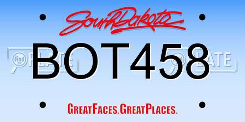 BOT458 South Dakota License Plate