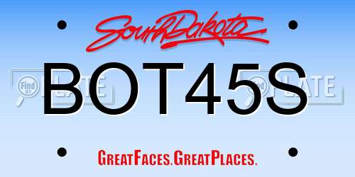BOT45S South Dakota License Plate