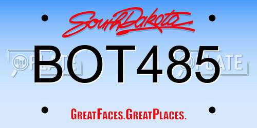 BOT485 South Dakota License Plate