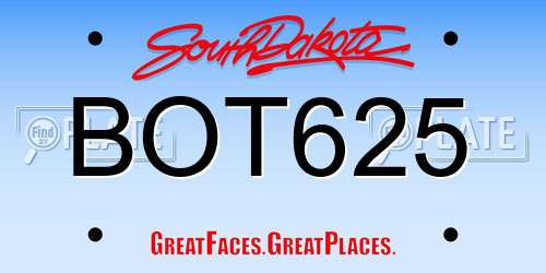BOT625 South Dakota License Plate