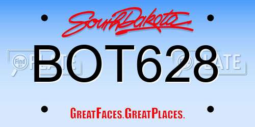BOT628 South Dakota License Plate