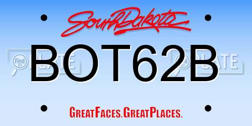 BOT62B South Dakota License Plate