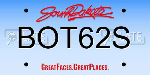 BOT62S South Dakota License Plate