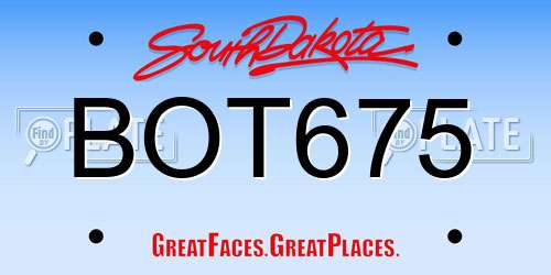BOT675 South Dakota License Plate