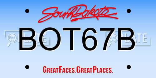 BOT67B South Dakota License Plate