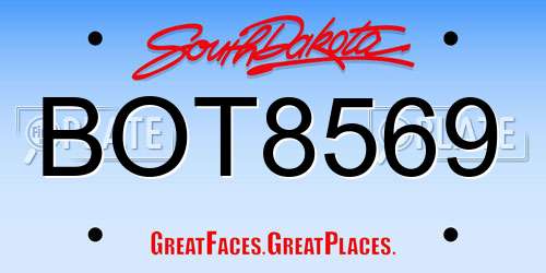 BOT8569 South Dakota License Plate