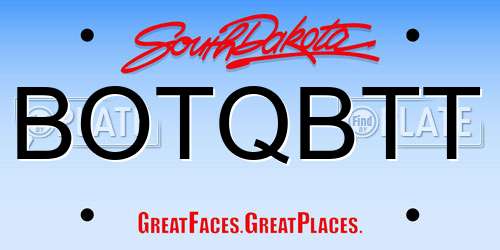 BOTQBTT South Dakota License Plate