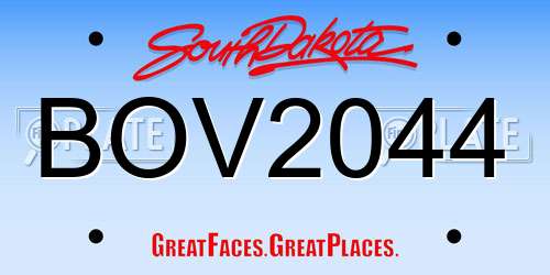 BOV2044 South Dakota License Plate