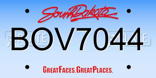 BOV7044 South Dakota License Plate