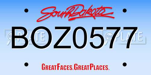 BOZ0577 South Dakota License Plate