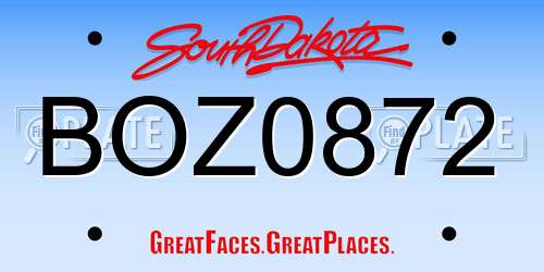BOZ0872 South Dakota License Plate