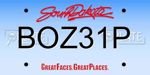 BOZ31P South Dakota License Plate