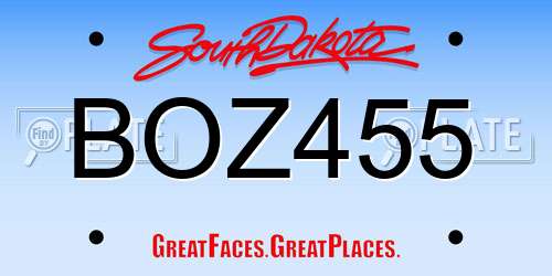 BOZ455 South Dakota License Plate