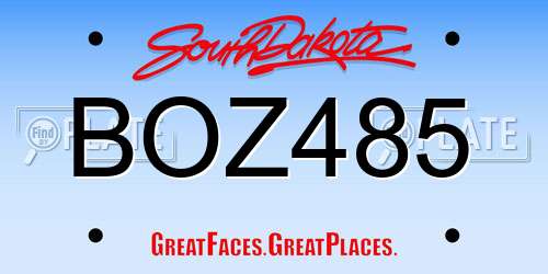 BOZ485 South Dakota License Plate