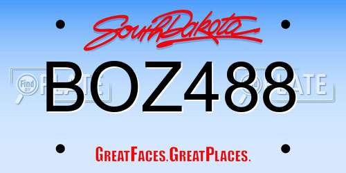 BOZ488 South Dakota License Plate