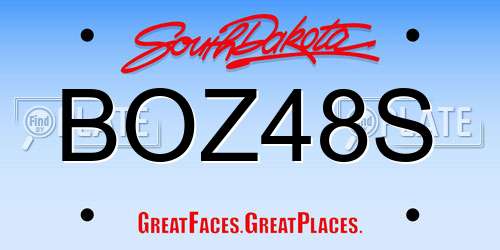 BOZ48S South Dakota License Plate