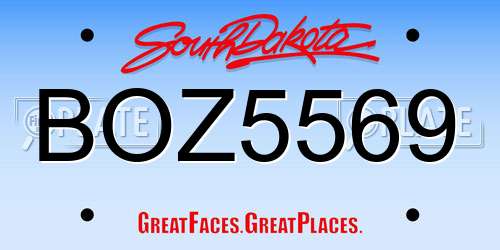 BOZ5569 South Dakota License Plate