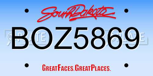 BOZ5869 South Dakota License Plate